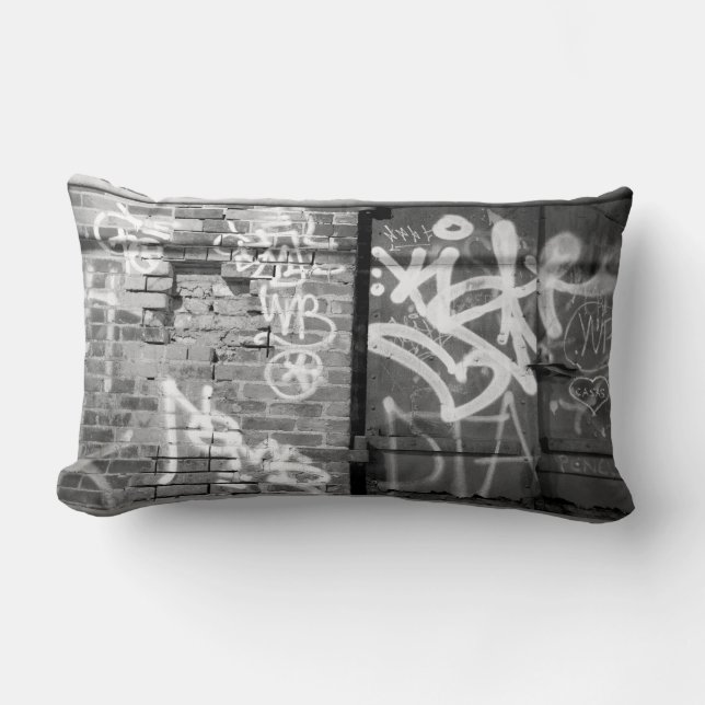 Graffiti wall in Brooklyn, New York City Lumbar Cushion (Front)