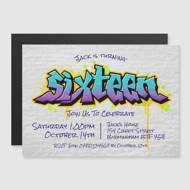 Graffiti Wall Magnetic Invitation (Front/Back)
