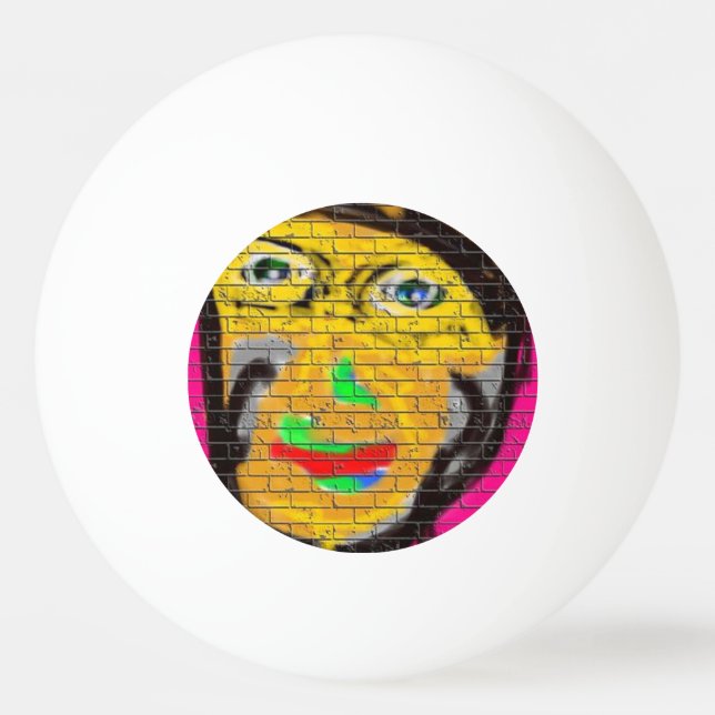 Graffiti Wall Sports Man Portrait Pink Yellow Art Ping Pong Ball (Back)