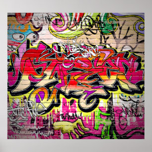 Graffiti wall, urban art poster