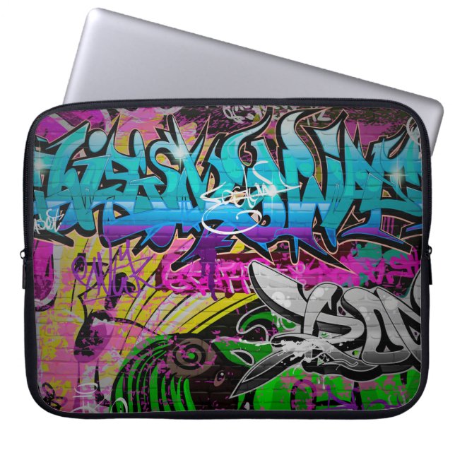 Graffiti wall urban artgraffiti,art,wall,grafiti,g laptop sleeve (Front)