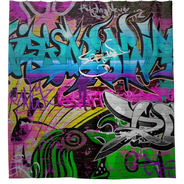 Graffiti wall urban artgraffiti,art,wall,grafiti,g shower curtain (Front)
