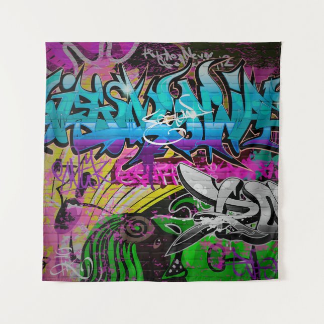 Graffiti wall urban artgraffiti,art,wall,grafiti,g tapestry (Front)