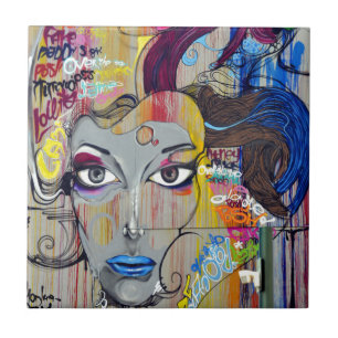 Graffiti Woman Tile