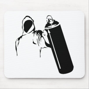 Graffiti writer with spray can stencil mouse mat