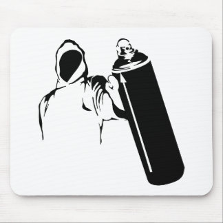 Graffiti writer with spray can stencil mouse mat