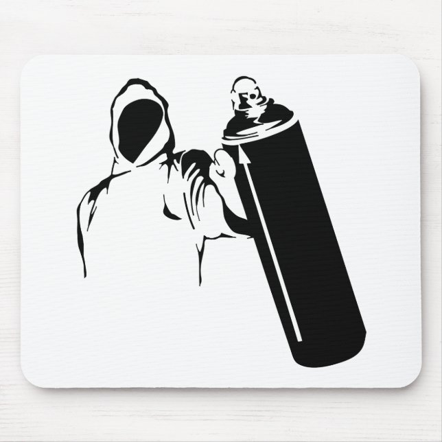 Graffiti writer with spray can stencil mouse mat (Front)