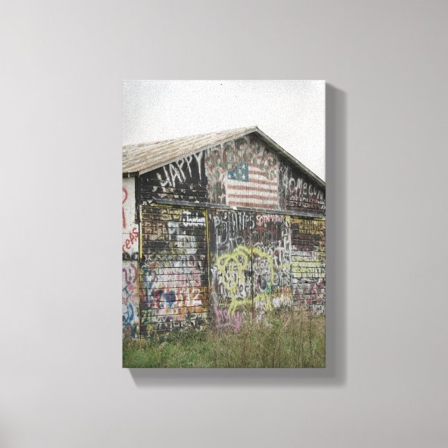 Graffitti Barn in Iowa Canvas Print (Front)