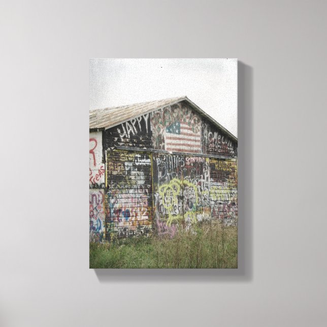 Graffitti Barn in Iowa Canvas Print (Front)
