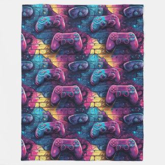 Graffitti GameController Urban Pattern Gamer Room Fleece Blanket