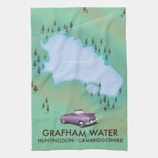 Grafham Water Huntingdon Cambridgeshire Map Tea Towel