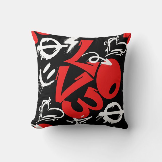 grafitti LOVE B. Black BG Cushion (Front)