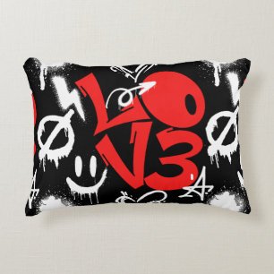 grafitti LOVE B. Black BG Decorative Cushion
