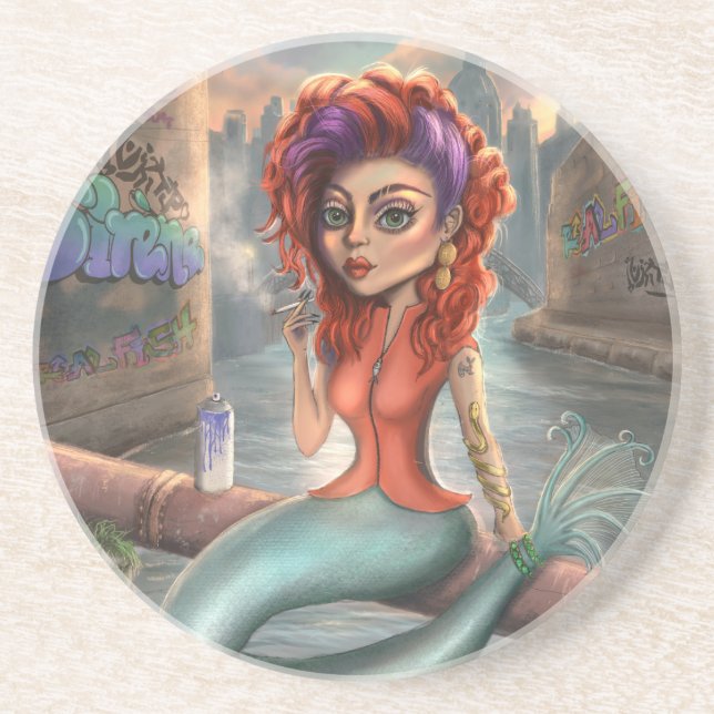 Grafitti Mermaid Coaster (Front)