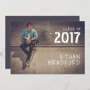 Grafitti Style Guy Photo Graduation Party Invitation