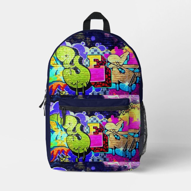 Grafitti Yes Pink Purple Green Backpack (Front)