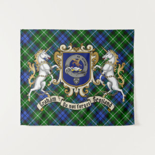 Graham Clan Badge & Unicorns w/Tartan Tapestry