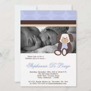 Graham Crackers Boy Blue Dog Birthday Invitation