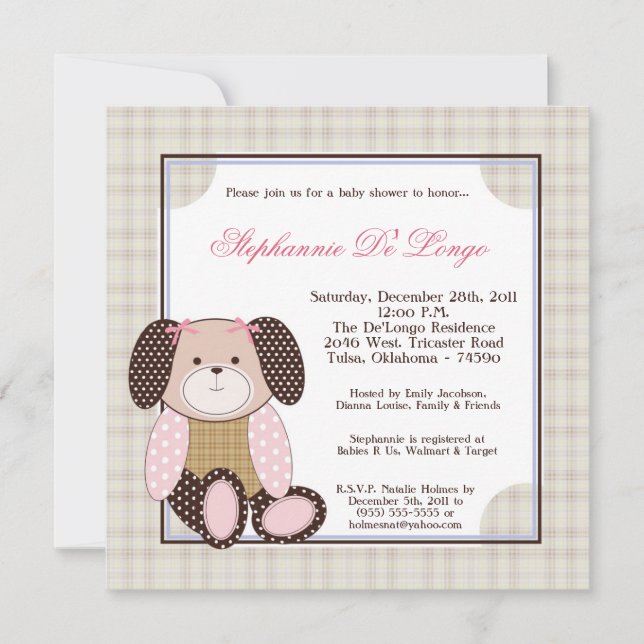 Graham Crackers Girl Pink Baby Shower Invitation (Front)