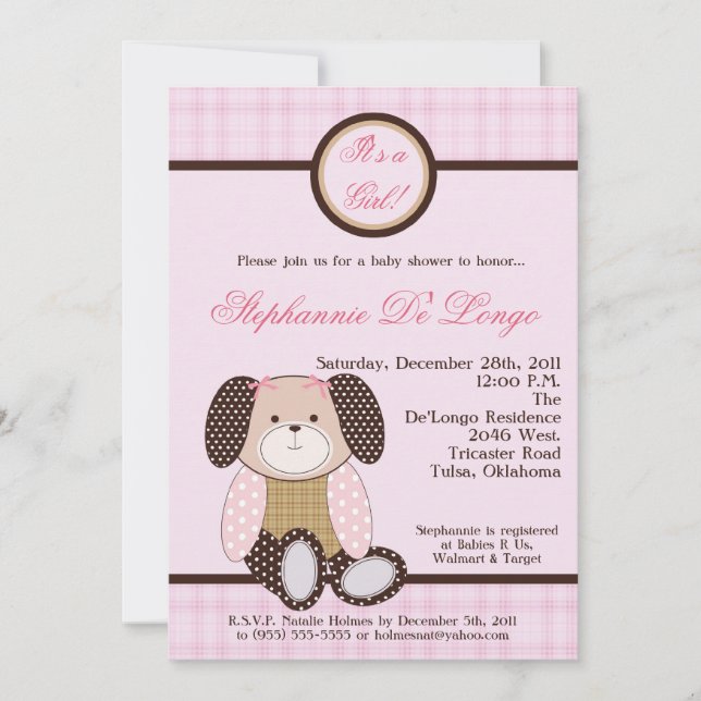Graham Crackers Girl Pink Baby Shower Invitation (Front)