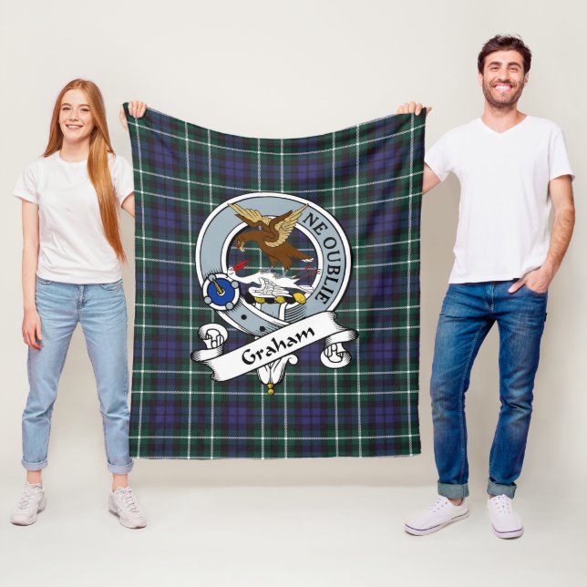 Graham Of Montrose Modern Clan Badge Tartan Plaid Fleece Blanket (In Situ)