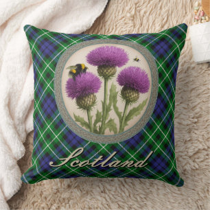 Graham Tartan and Scottish Thistle Cushion