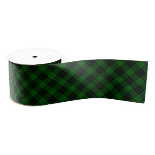 Graham tartan green black plaid grosgrain ribbon
