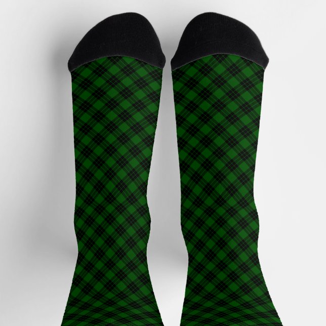 Graham tartan green black plaid socks (Top)