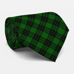 Graham tartan green black plaid tie