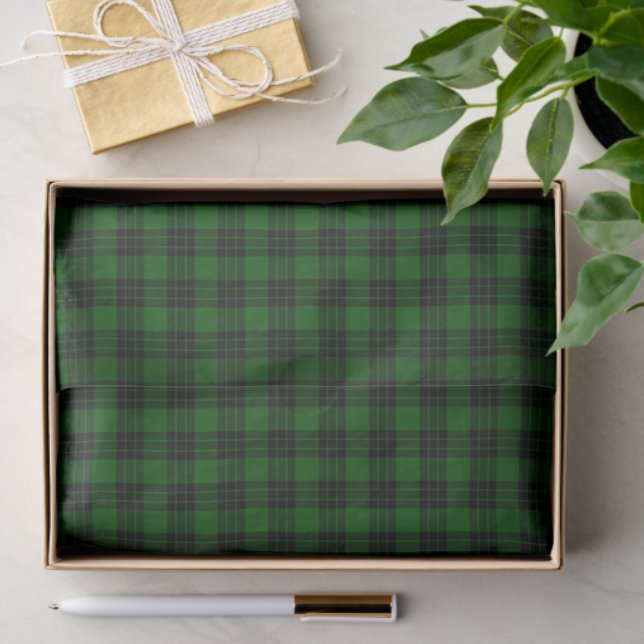 Graham tartan green black plaid tissue paper (Gift)