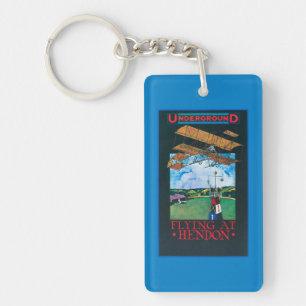 Grahame-White And Plane over Aerodrome Poster Key Ring