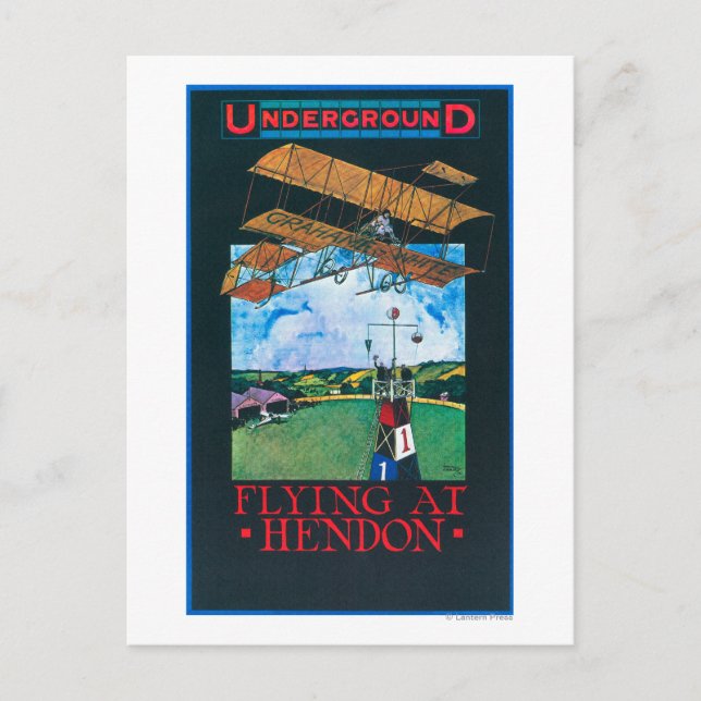 Grahame-White And Plane over Aerodrome Poster Postcard (Front)