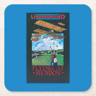 Grahame-White And Plane over Aerodrome Poster Square Paper Coaster