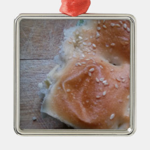 Grain Bread on Wooden Shelf, Healthy Food, Rolls Metal Tree Decoration