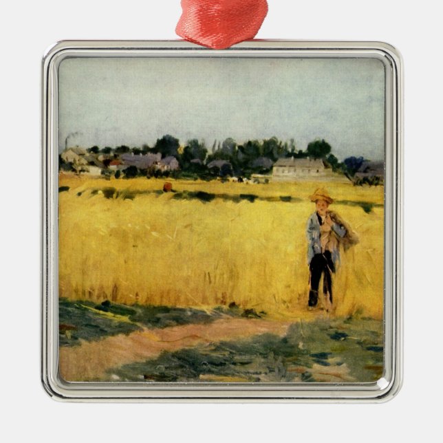 Grain Field (by Berthe Morisot) Metal Tree Decoration (Front)