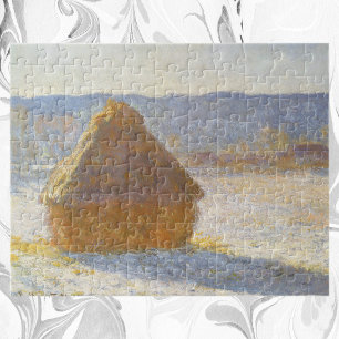 Grainstack in Morning, Snow Effect by Claude Monet Jigsaw Puzzle