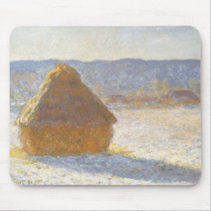 Grainstack in Morning, Snow Effect by Claude Monet Mouse Mat