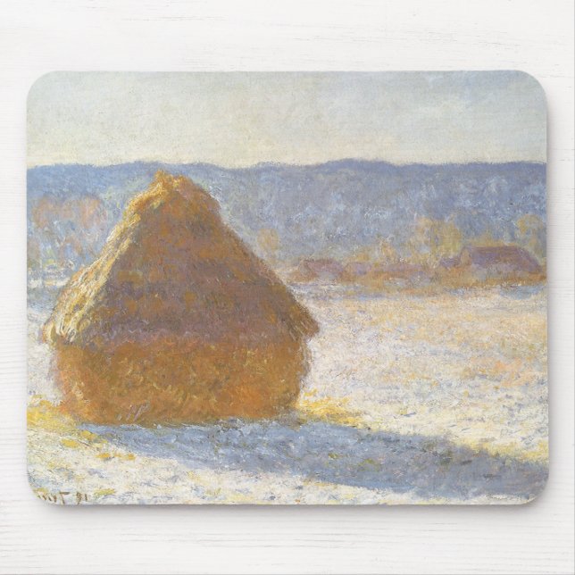 Grainstack in Morning, Snow Effect by Claude Monet Mouse Mat (Front)