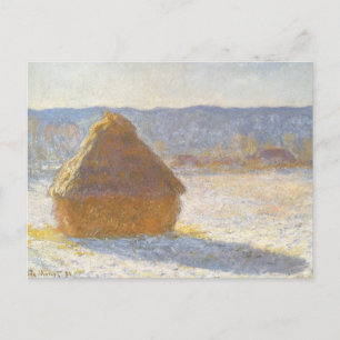 Grainstack in Morning, Snow Effect by Claude Monet Postcard