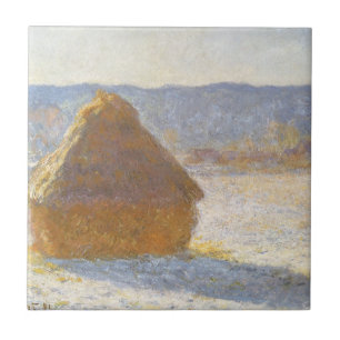 Grainstack in Morning, Snow Effect by Claude Monet Tile