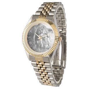 Grainy Black White Hippo Art, Unisex Watch