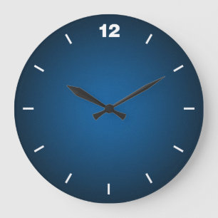Grainy Blue-Black Vignette Large Clock