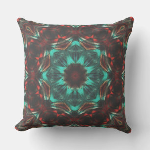 Grainy carved kaleidoscope in 'sunset mist' style cushion