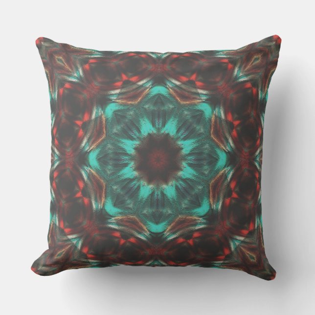 Grainy carved kaleidoscope in 'sunset mist' style  cushion (Front)