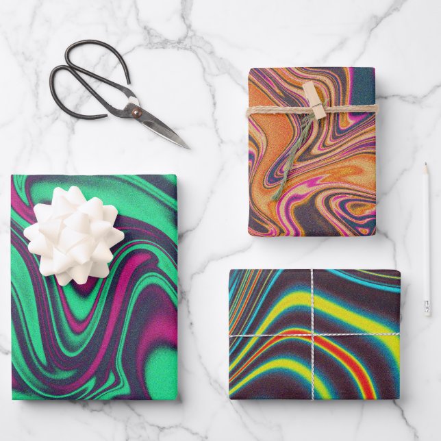 Grainy colourful liquid marble wrapping paper (Front)
