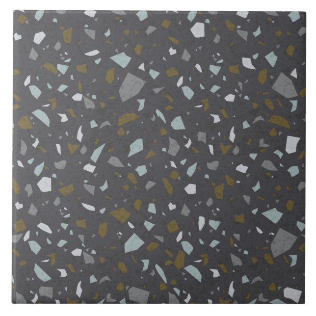 Grainy dark terrazzo textured seamless pattern tile (Front)