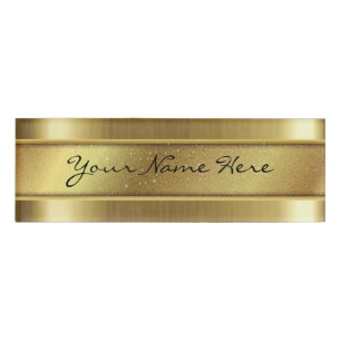 Grainy Golden Texture with Glitter Name Strip Name Tag
