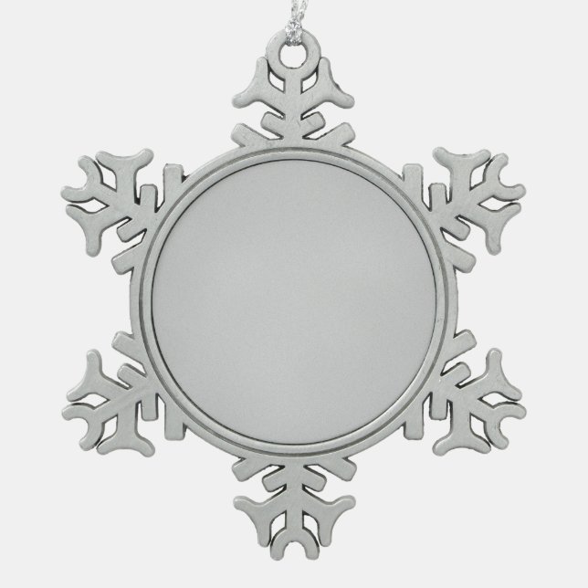 Grainy Grey Artsy Background Snowflake Pewter Christmas Ornament (Front)