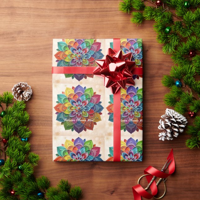 "Grainy Rainbow Mandala" Wrapping Paper (Holiday Gift)