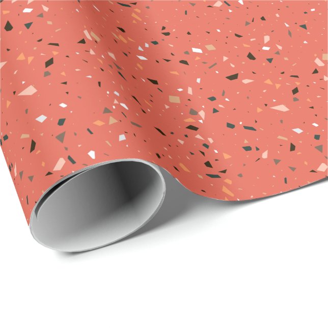Grainy red terrazzo texture seamless pattern wrapping paper (Roll Corner)